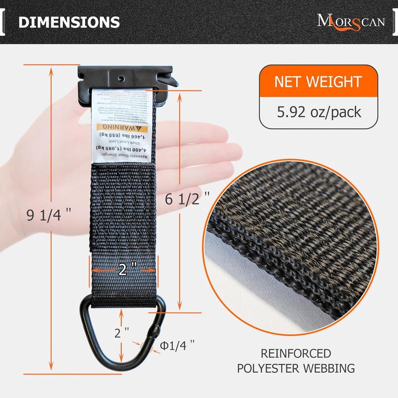 MorScan 10 Pack E-Track 2" x 6" Rope Tie-Offs, Black Tie Off Strap w/D Ring, E Track Tie Down Anchors for Load Securement Tie-Down in Flatbeds, Trucks, Enclosed Trailers, Vans, Cars, Pickups - Image 3